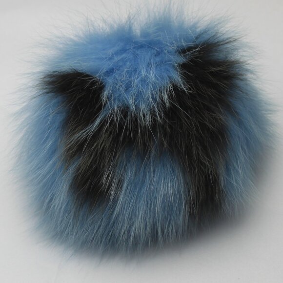 Fendi Light Blue Black Letter H Fur Pom Key Chain - Picture 7 of 7